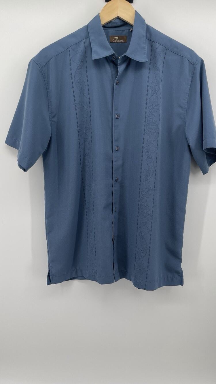 Cafe Luna Mens Medium Blue Polo Shirt Short Sleeve Performance Golf Casual